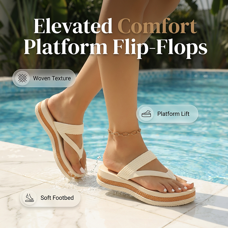 Maria – Woven Platform Toe Thongs for Women with Cloud Cushioning