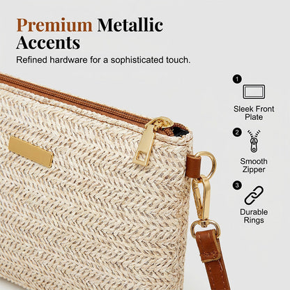 Ava – Braided Shoulder Clutch with Metallic Shine