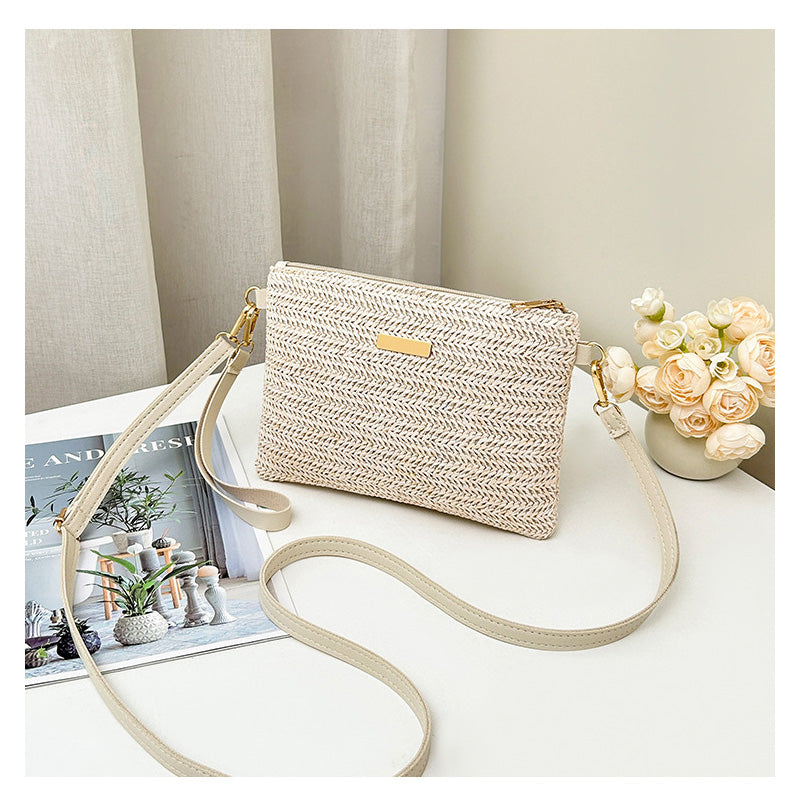 Ava – Braided Shoulder Clutch with Metallic Shine
