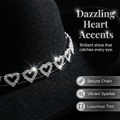 Amelia — Elegant Fedora Hat with Rhinestone Heart