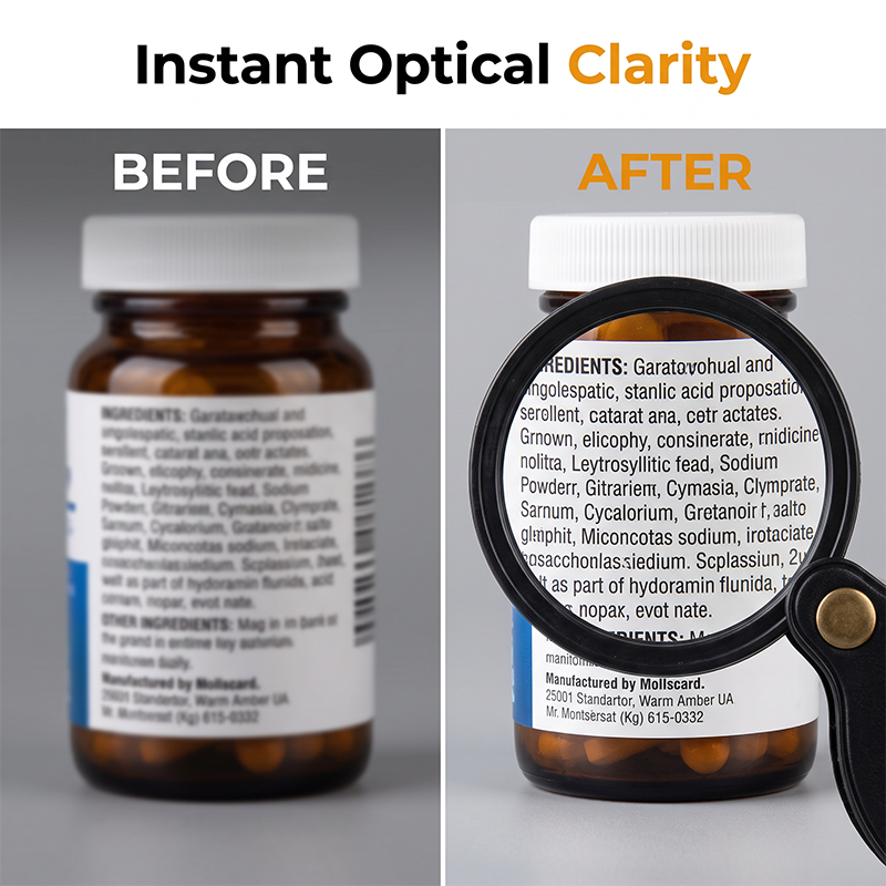 Foldable portable 15X magnifying glass with leather case — See Tiny Details Instantly