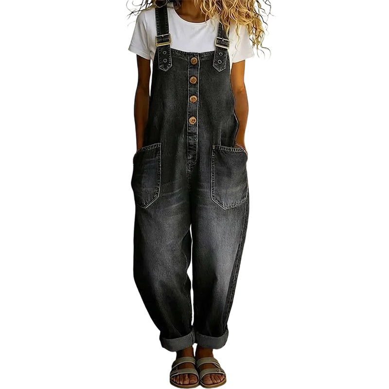 Maria – Casual-fitting denim overalls with adjustable buckles