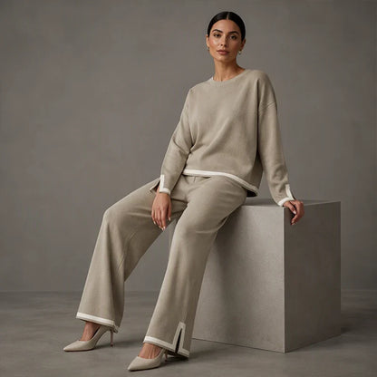 Elle — Women's Suit Set with Wide-Leg Pants for Elegance