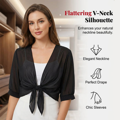 Brielle – Sheer Chiffon Top with Tie for Summer