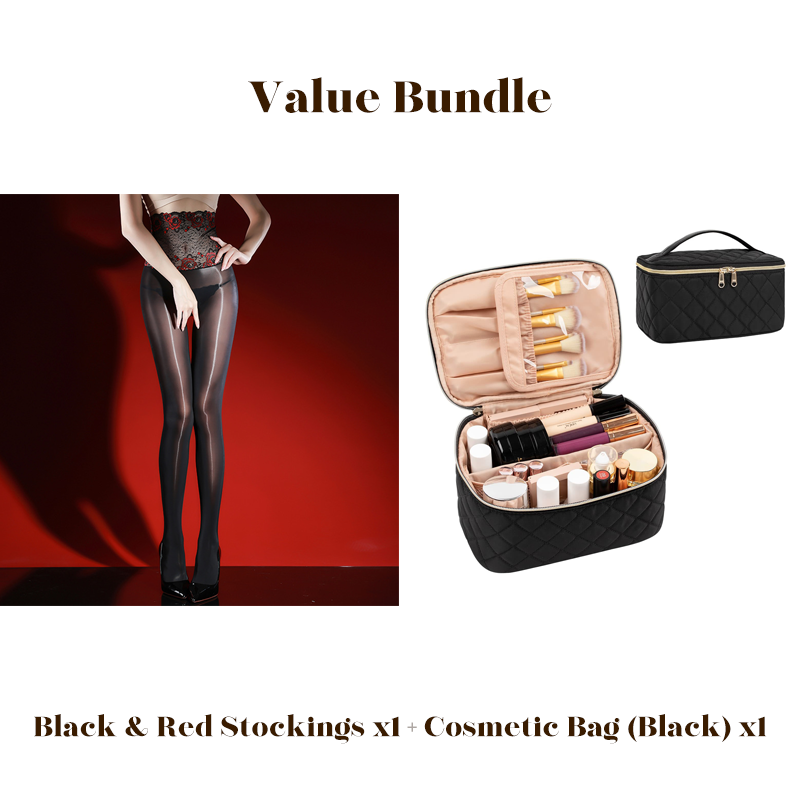 Rose – High-waisted mesh stockings with 3D rose embroidery