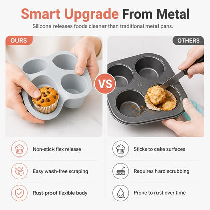 FlexiBake Pro — 4-Cavity Silicone Baking Mold | 1+1 FREE
