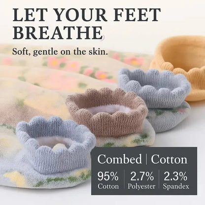 Sophia — Women's Socks with Floral Lace and Padded Comfort
