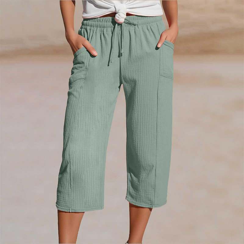 Ava – Lightweight pants made from a linen-cotton blend with adjustable waistband