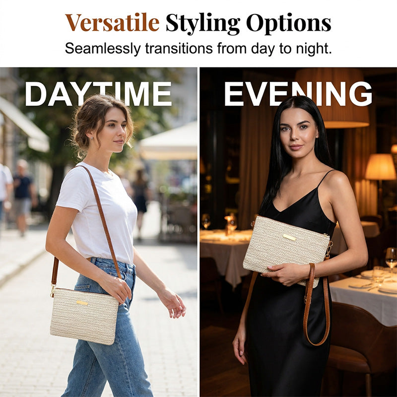 Ava – Braided Shoulder Clutch with Metallic Shine