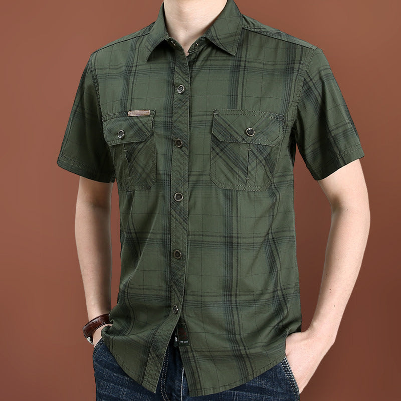 Emma – Short Sleeve Checkered Casual Shirt with Breathable Fabric