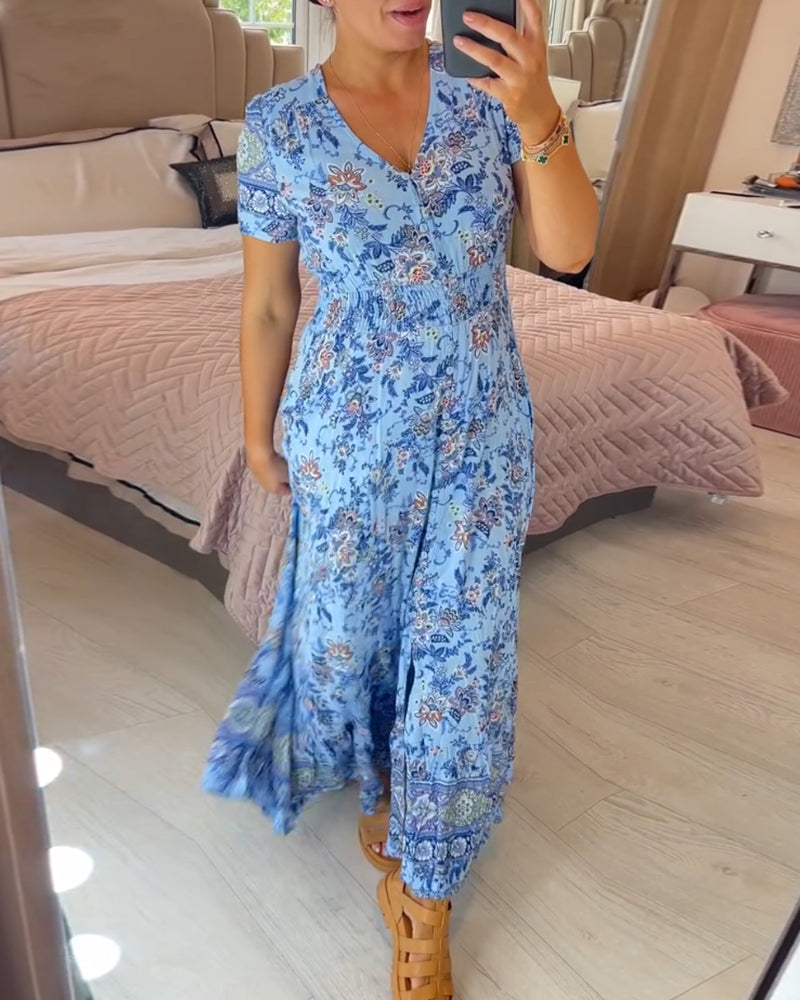 Isla – Flattering Summer Dress with V-Neckline Made of Stretch Cotton
