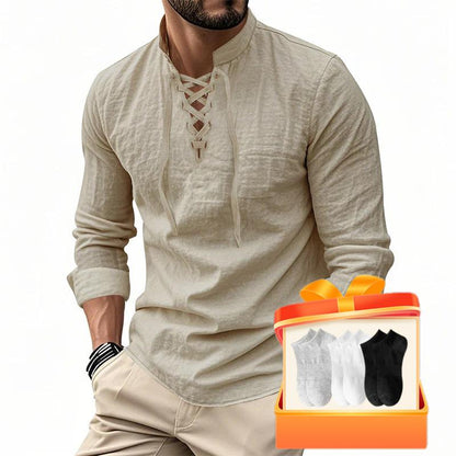 Jasper — Breathable Cotton Blend Shirt with Adjustable Neckline
