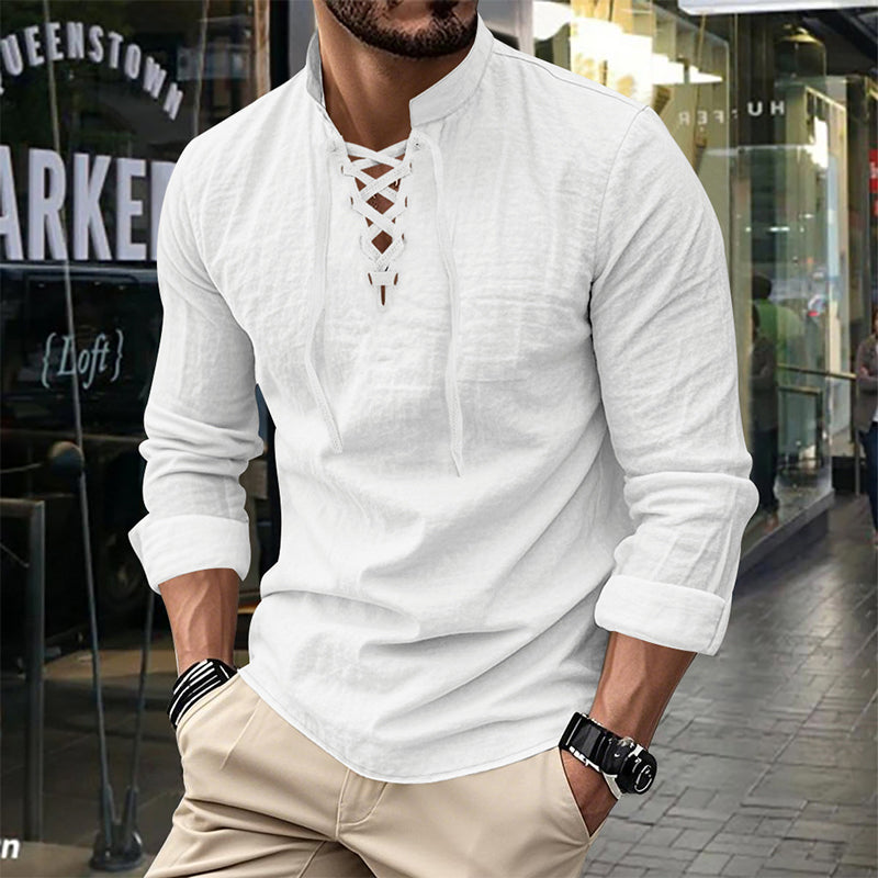 Jasper — Breathable Cotton Blend Shirt with Adjustable Neckline