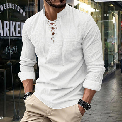 Jasper — Breathable Cotton Blend Shirt with Adjustable Neckline