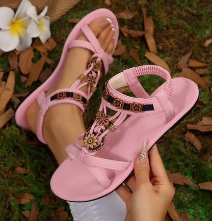 Lilac – Breathable Flat Sandals with Floral Pattern
