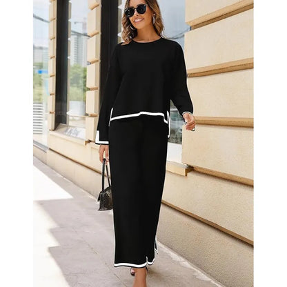 Elle — Women's Suit Set with Wide-Leg Pants for Elegance