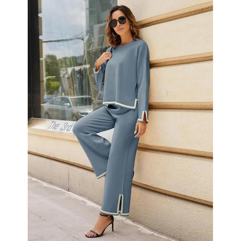 Elle — Women's Suit Set with Wide-Leg Pants for Elegance
