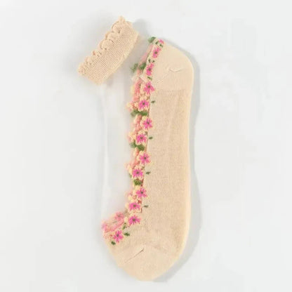 Sophia — Women's Socks with Floral Lace and Padded Comfort
