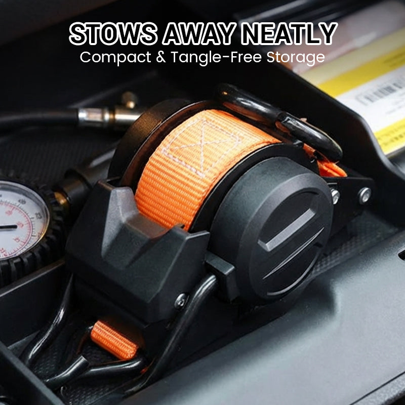 RapidLock Retractable Tie-Down Strap — Immediate Hold, Rust-Free Strength