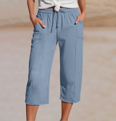 Ava – Lightweight pants made from a linen-cotton blend with adjustable waistband