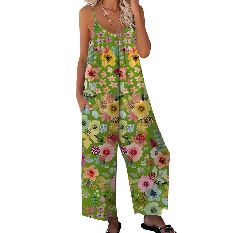 Leonie – Floral Jumpsuit with Pockets and Wide Leg Hem